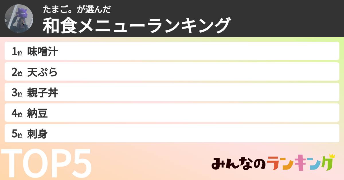 たまご。さんの「和食メニューランキング」
