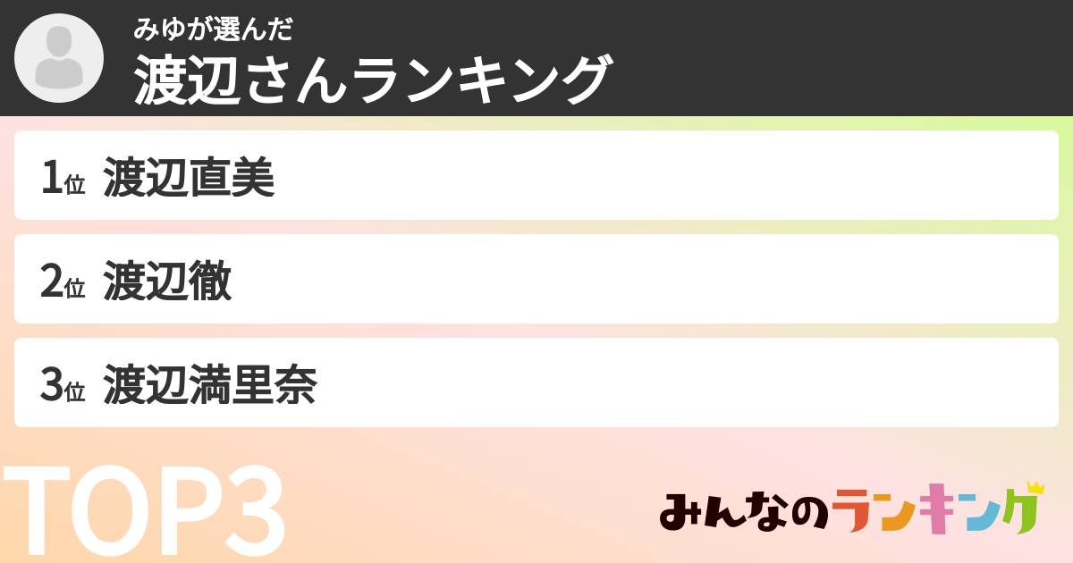 みゆさんの「渡辺さんランキング」