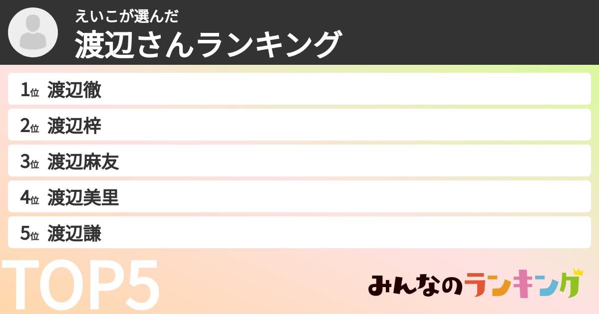 えいこさんの「渡辺さんランキング」