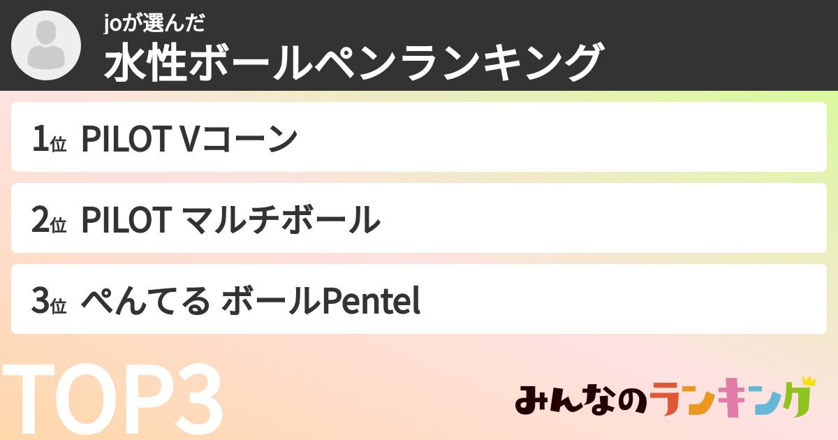 joさんの「水性ボールペンランキング」
