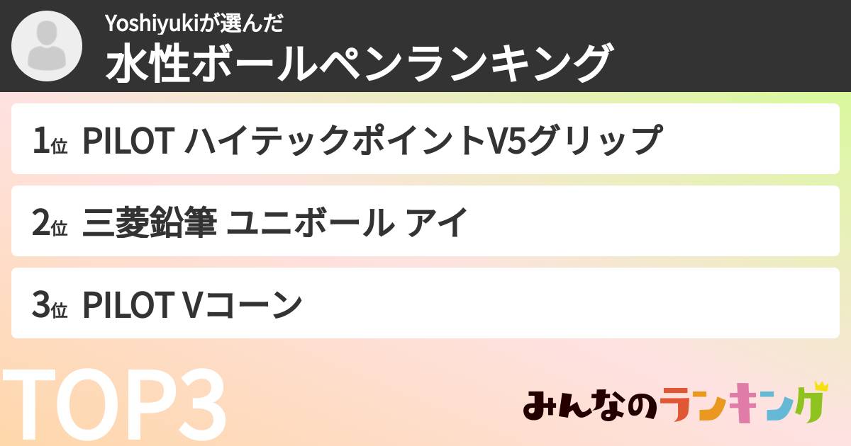 Yoshiyukiさんの「水性ボールペンランキング」