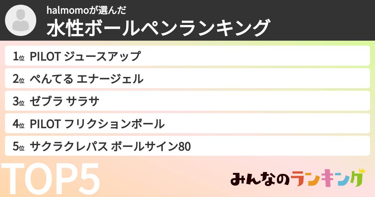 halmomoさんの「水性ボールペンランキング」