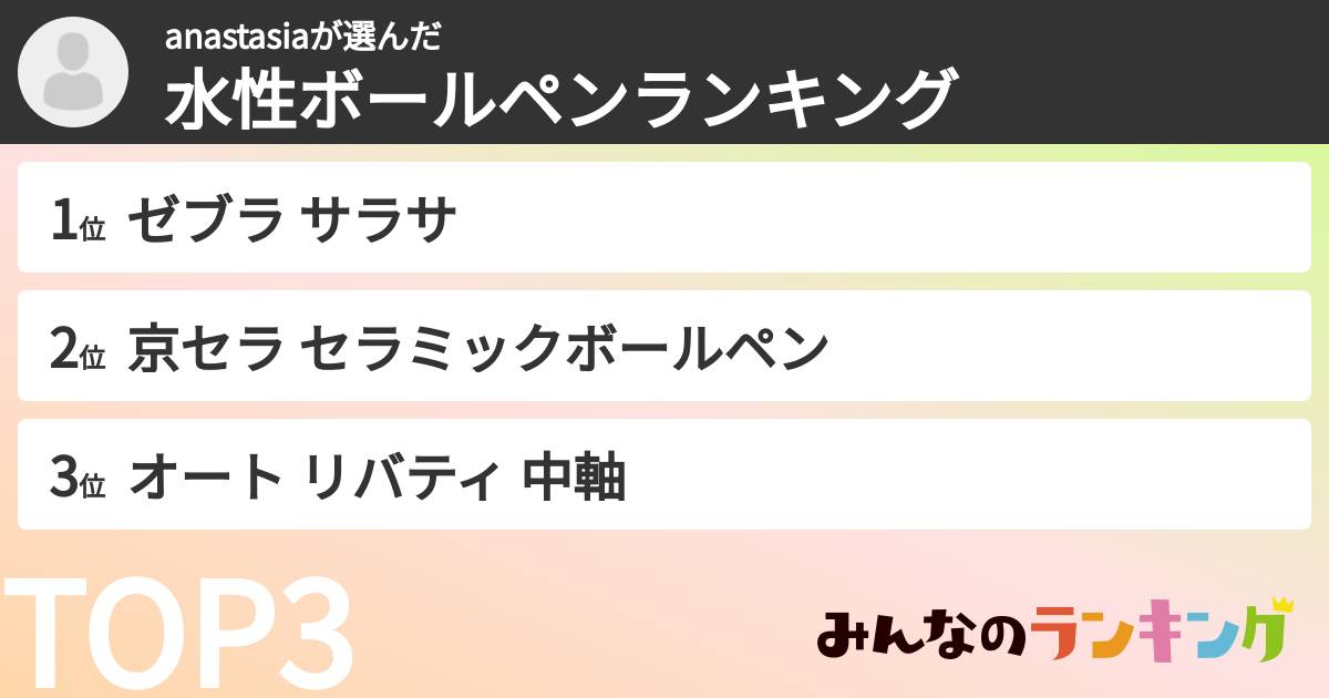 anastasiaさんの「水性ボールペンランキング」