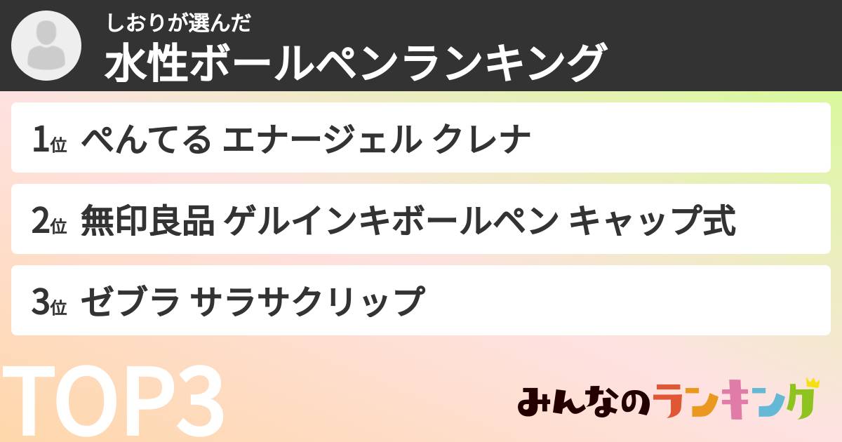 しおりさんの「水性ボールペンランキング」