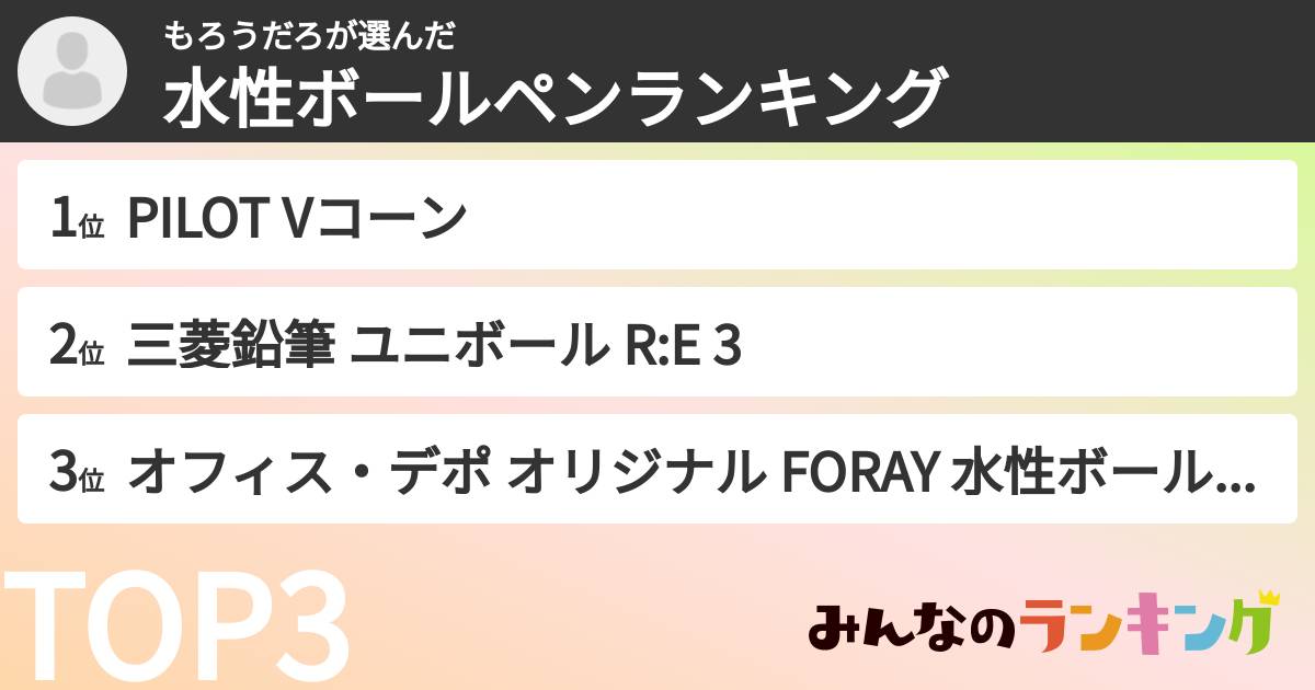 もろうだろさんの「水性ボールペンランキング」
