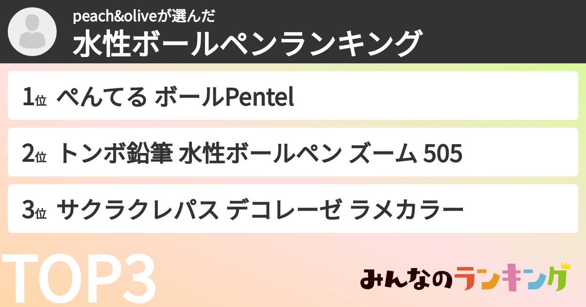 peach&oliveさんの「水性ボールペンランキング」