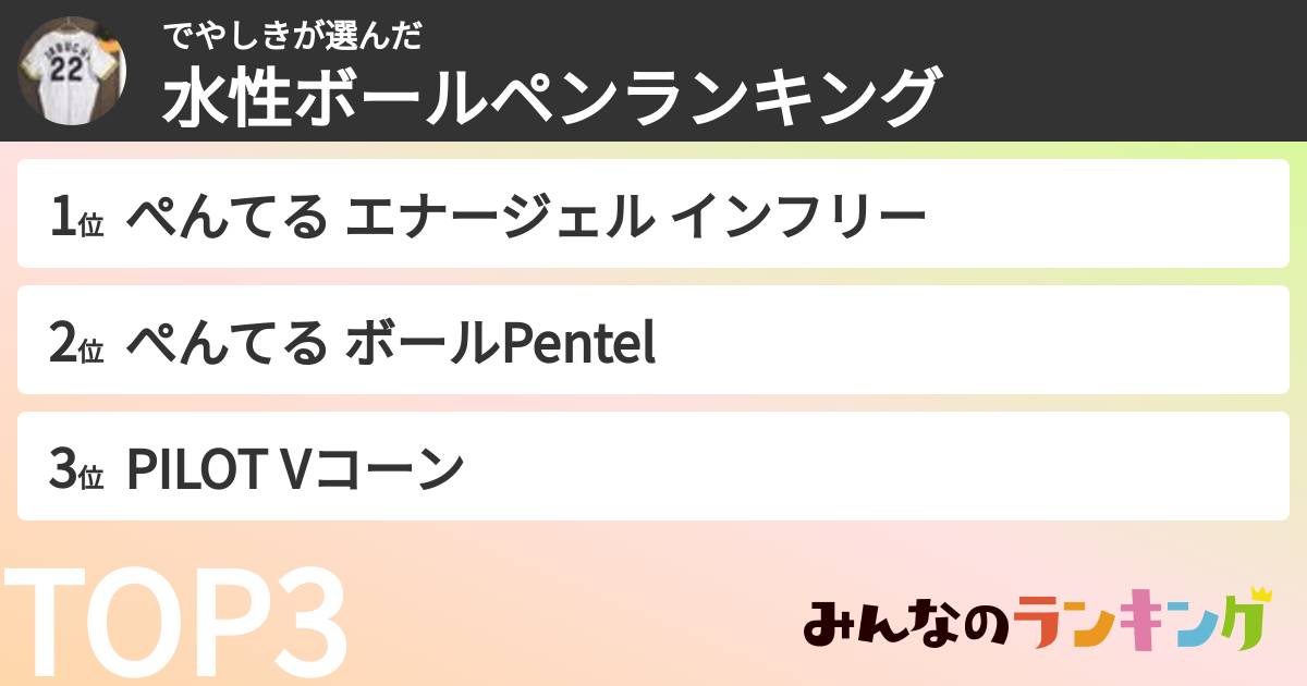 でやしきさんの「水性ボールペンランキング」