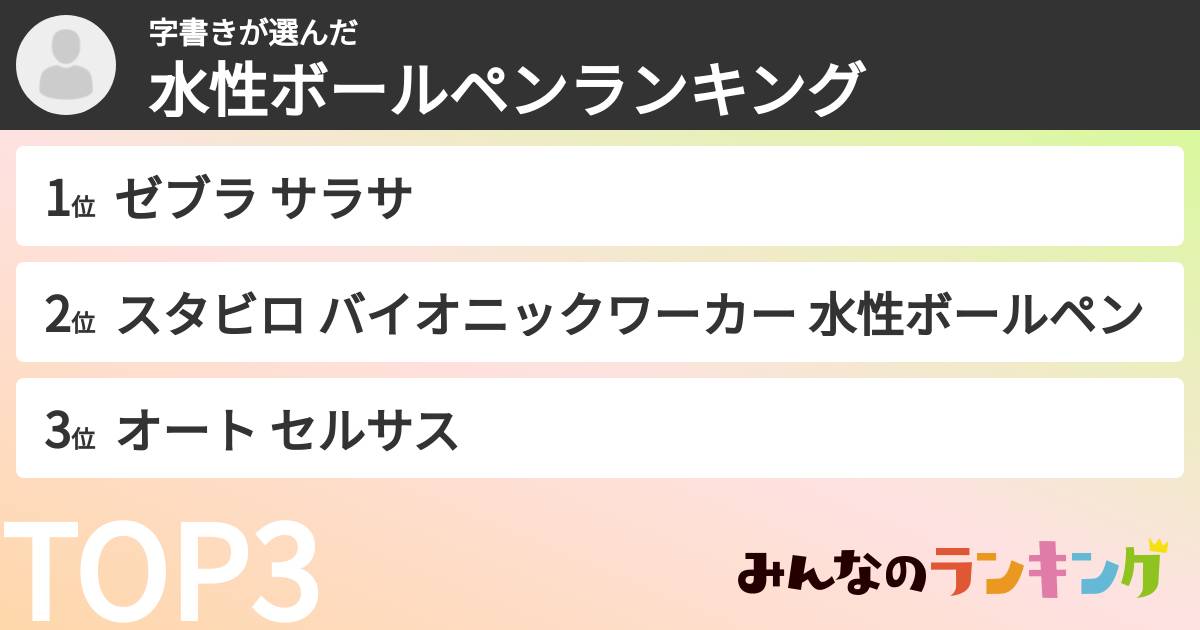 字書きさんの「水性ボールペンランキング」
