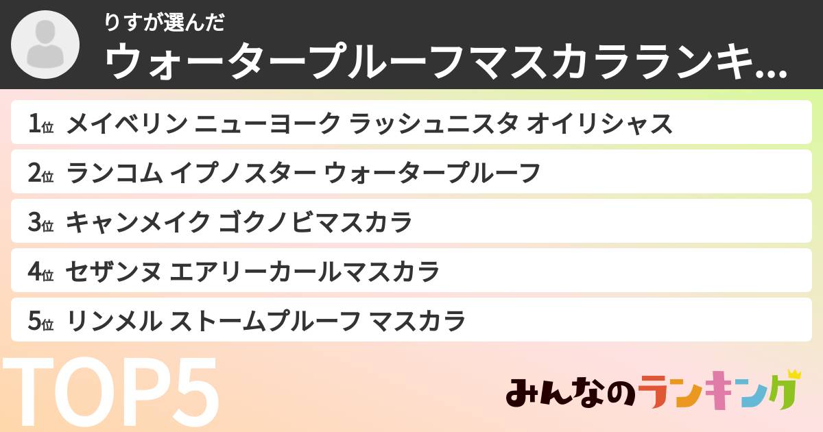 りすさんの「ウォータープルーフマスカラランキング」