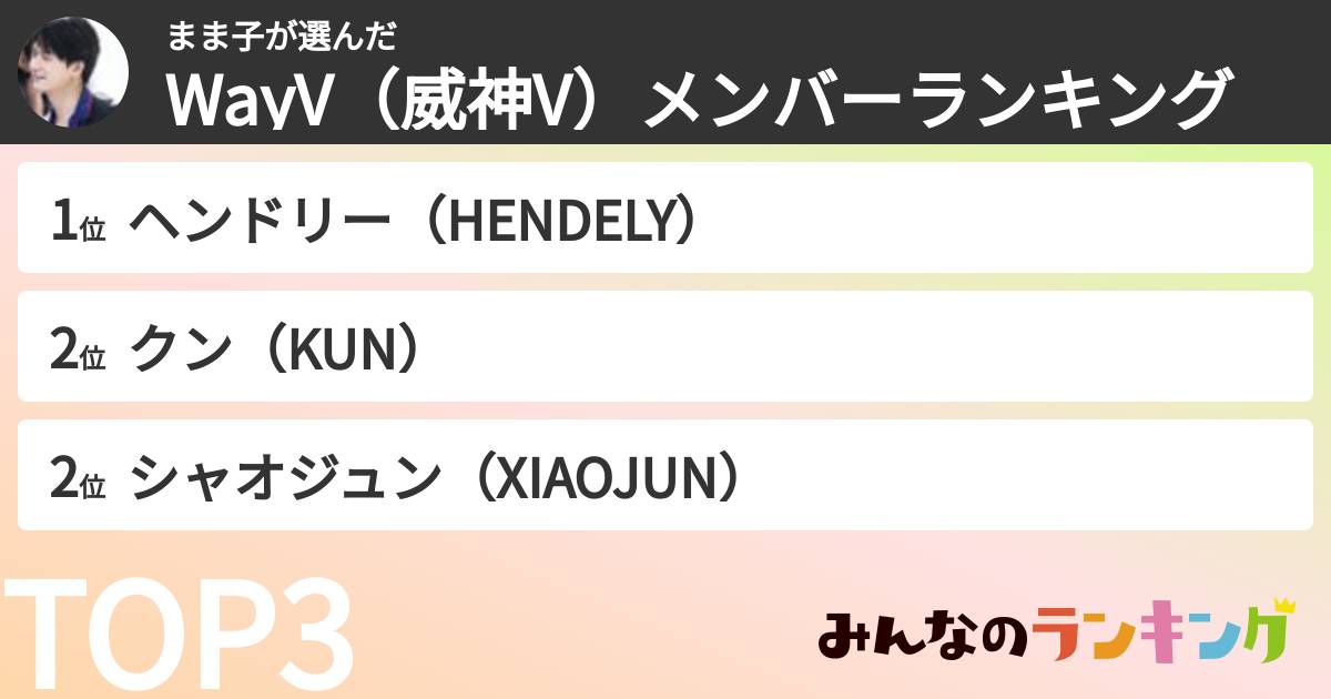 まま子さんの「WayV（威神V）メンバーランキング」