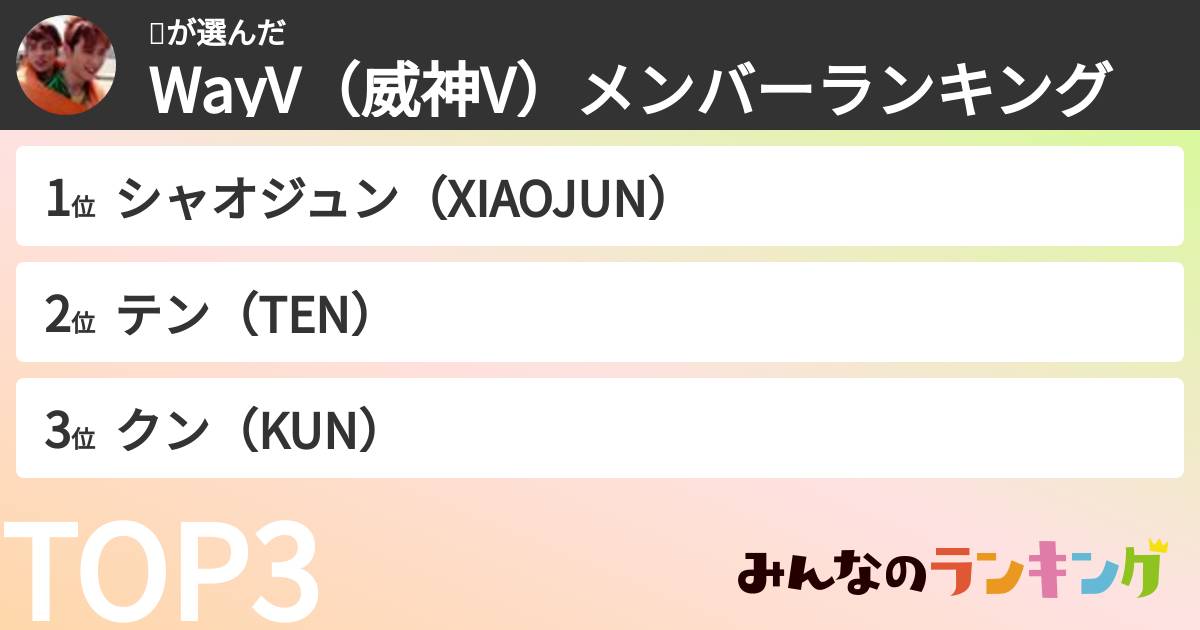 팔さんの「WayV（威神V）メンバーランキング」
