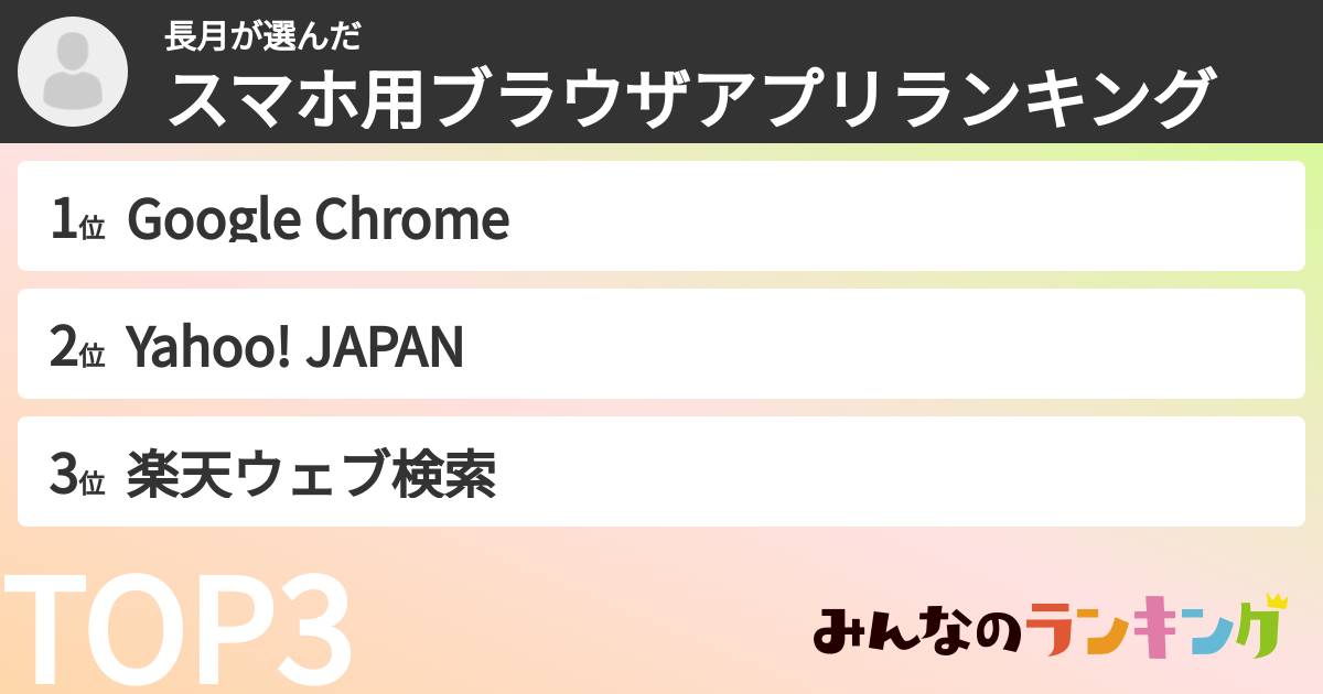 長月さんの「スマホ用ブラウザアプリランキング」