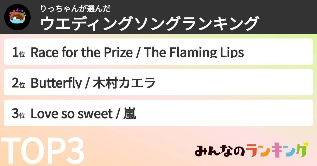 りっちゃんさんの「ウエディングソングランキング」