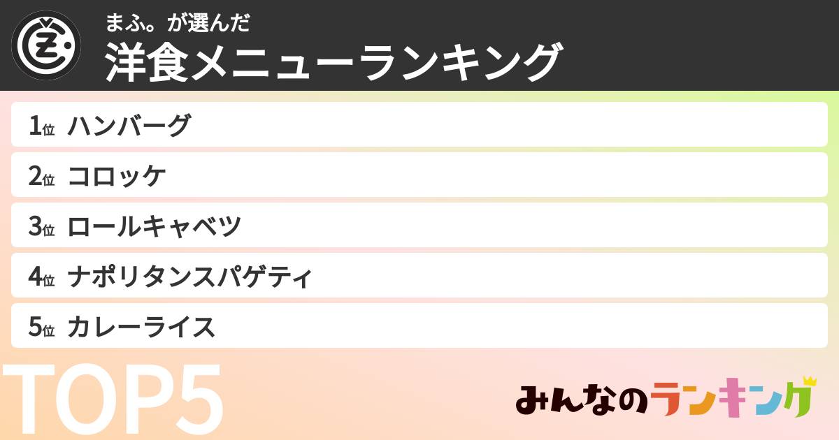 まふ。さんの「洋食メニューランキング」