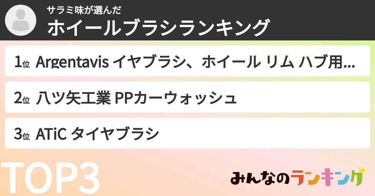 サラミ味さんの「ホイールブラシランキング」