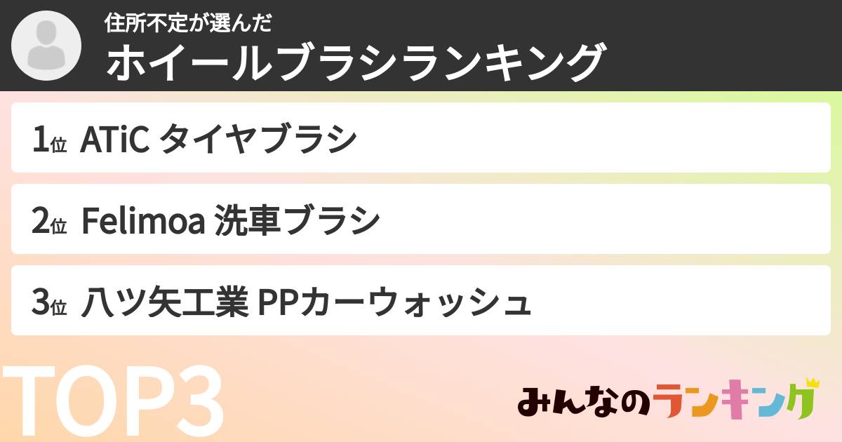 住所不定さんの「ホイールブラシランキング」