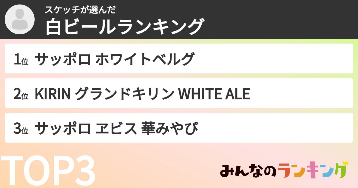 スケッチさんの「白ビールランキング」