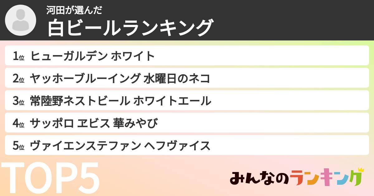 河田さんの「白ビールランキング」