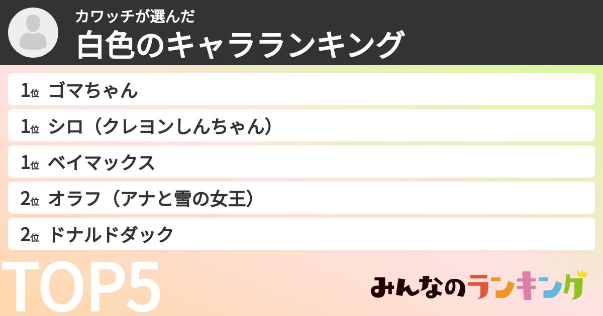カワッチさんの「白色のキャラランキング」