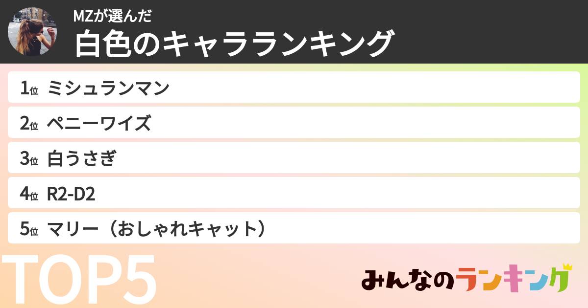 MZさんの「白色のキャラランキング」