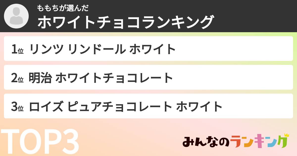 ももちさんの「ホワイトチョコランキング」