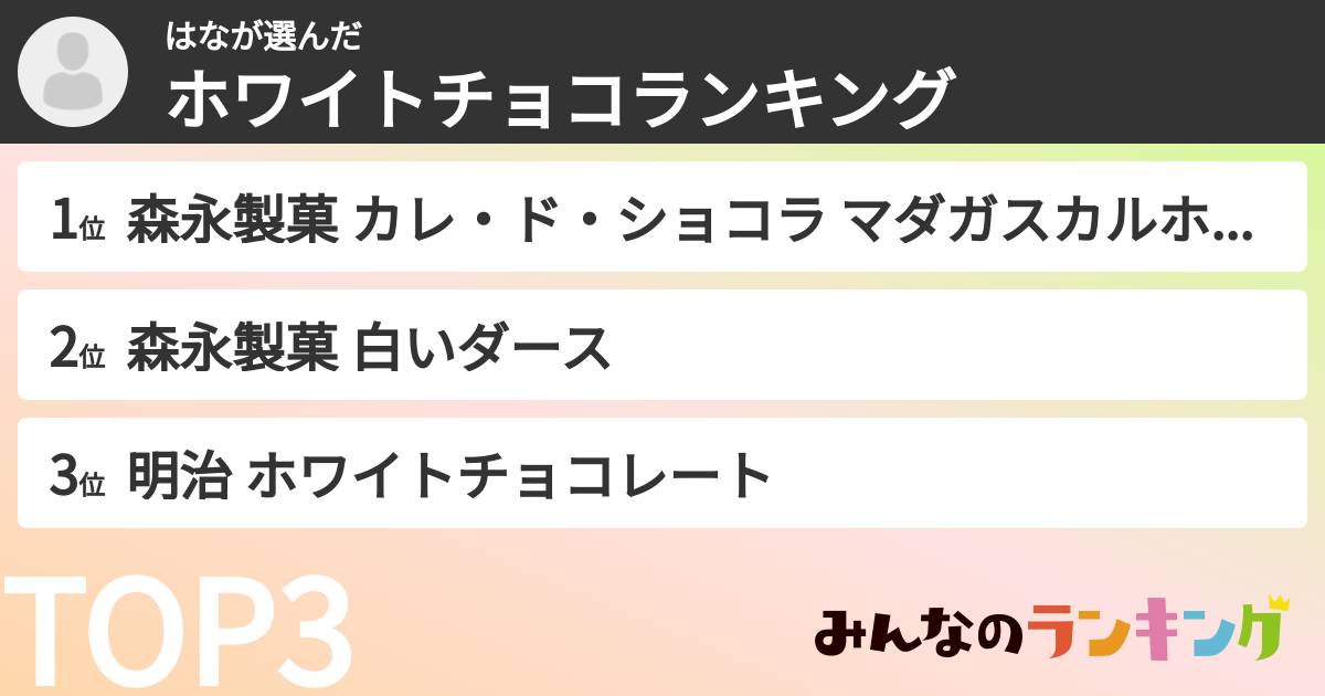 はなさんの「ホワイトチョコランキング」
