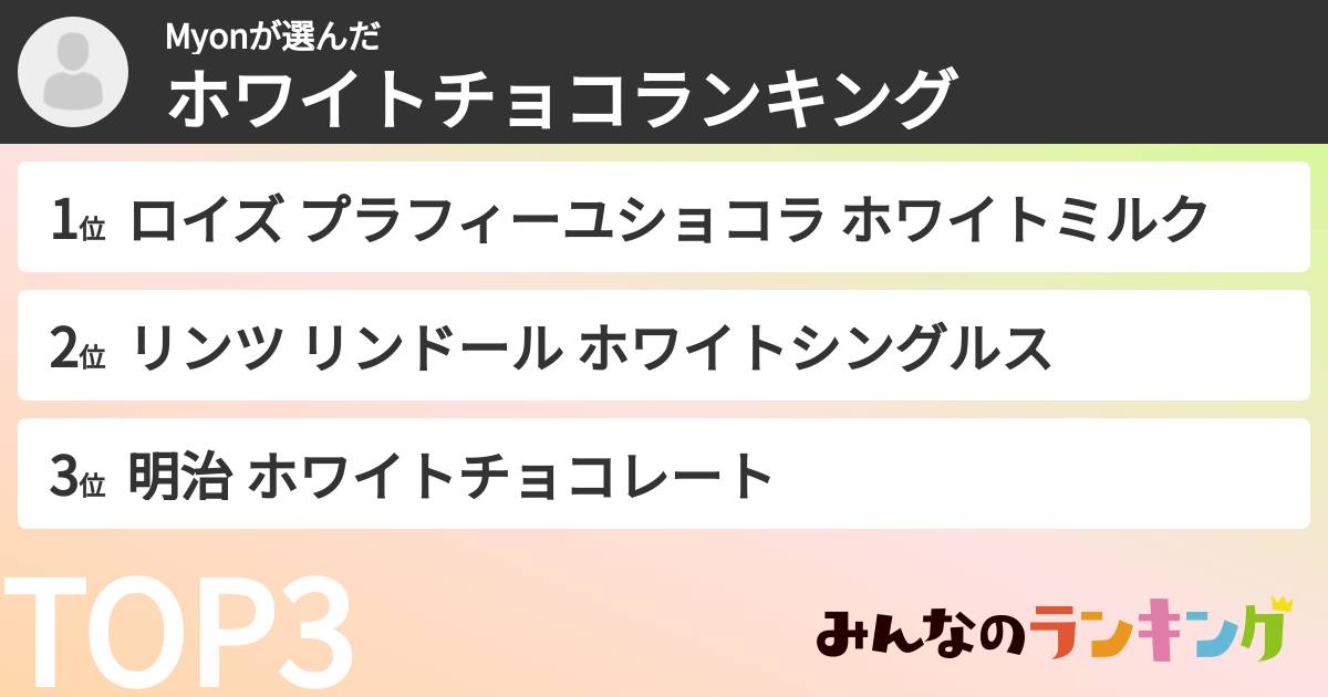 Myonさんの「ホワイトチョコランキング」