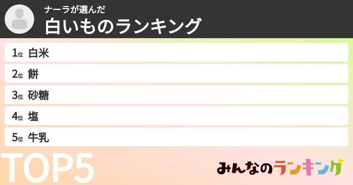 ナーラさんの「白いものランキング」