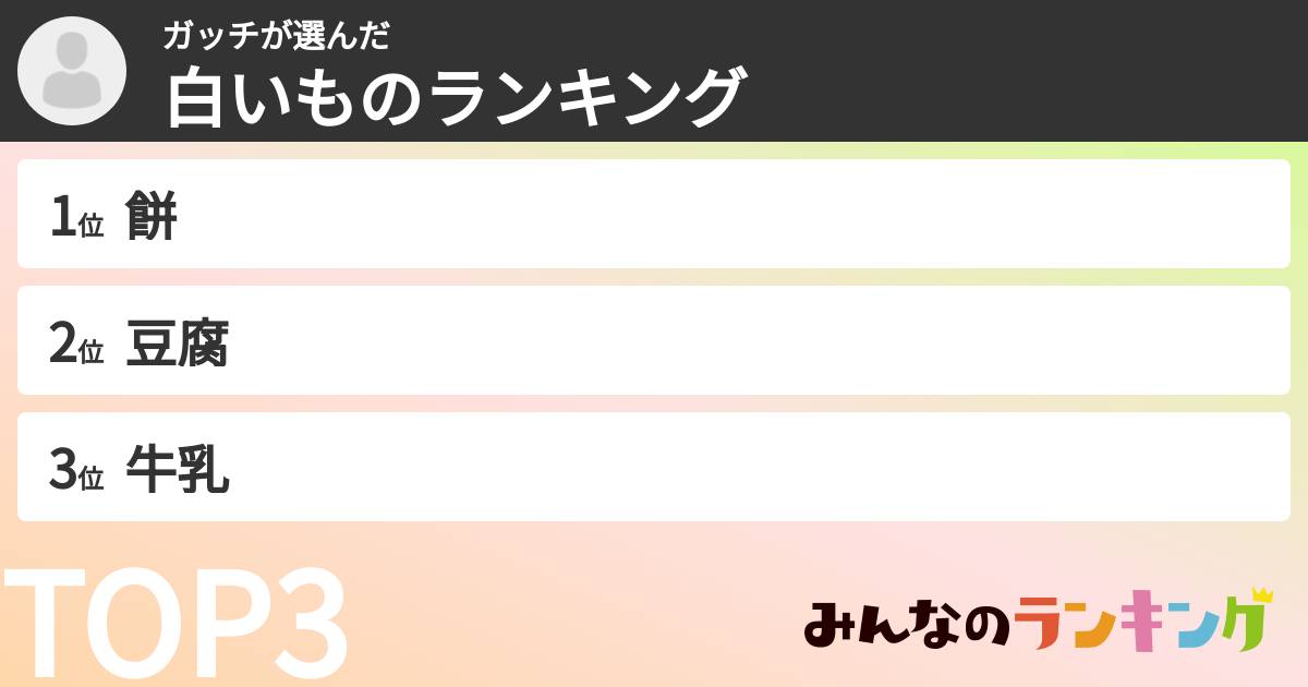 ガッチさんの「白いものランキング」