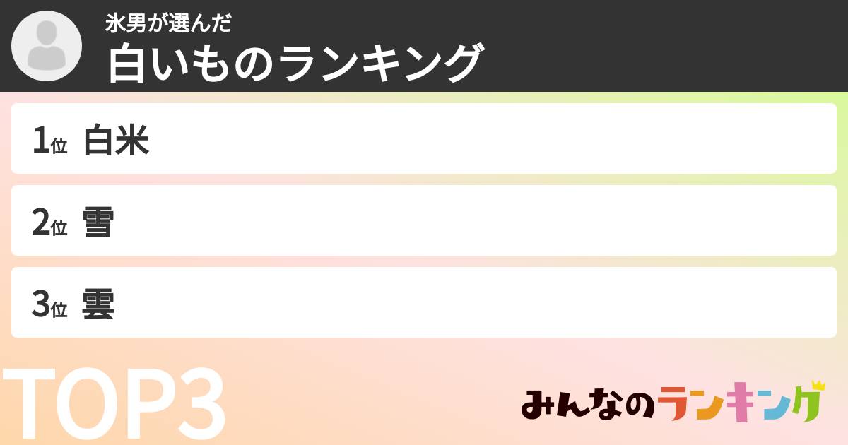 氷男さんの「白いものランキング」
