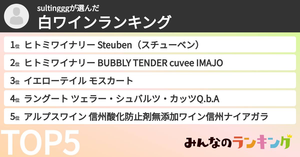 sultingggさんの「白ワインランキング」
