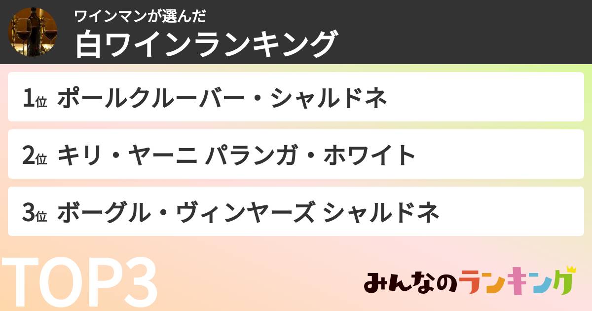 ワインマンさんの「白ワインランキング」