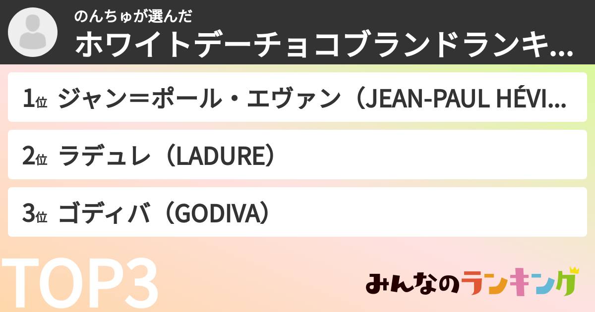 のんちゅさんの「ホワイトデーチョコブランドランキング」