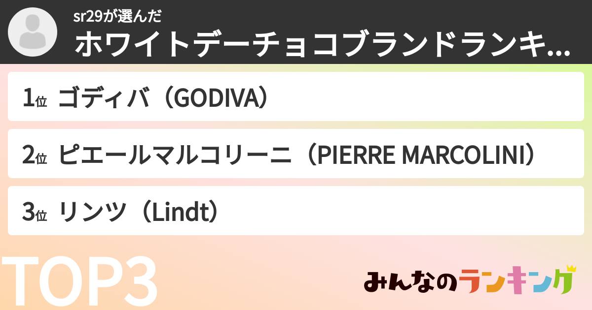 sr29さんの「ホワイトデーチョコブランドランキング」