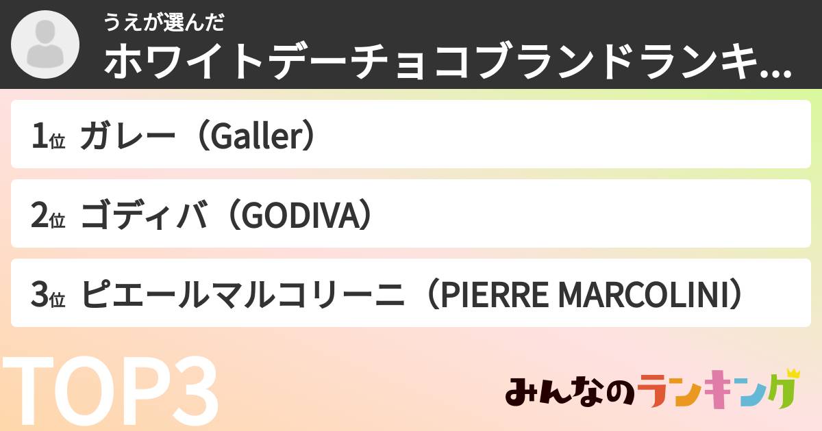 うえさんの「ホワイトデーチョコブランドランキング」