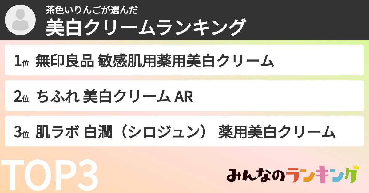 茶色いりんごさんの「美白クリームランキング」