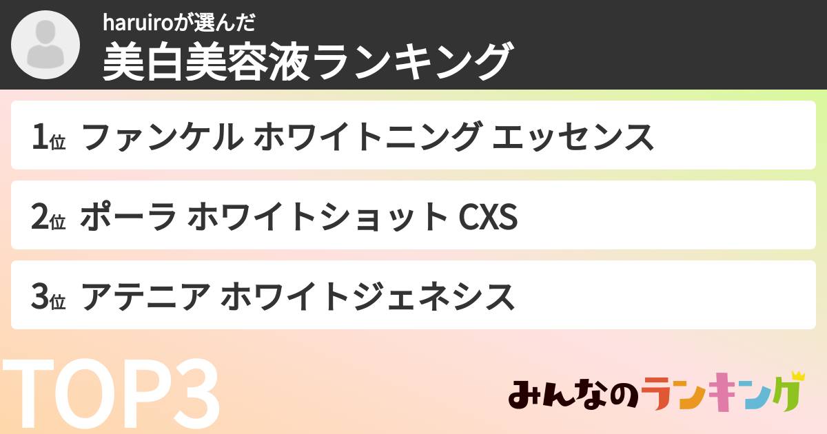 haruiroさんの「美白美容液ランキング」