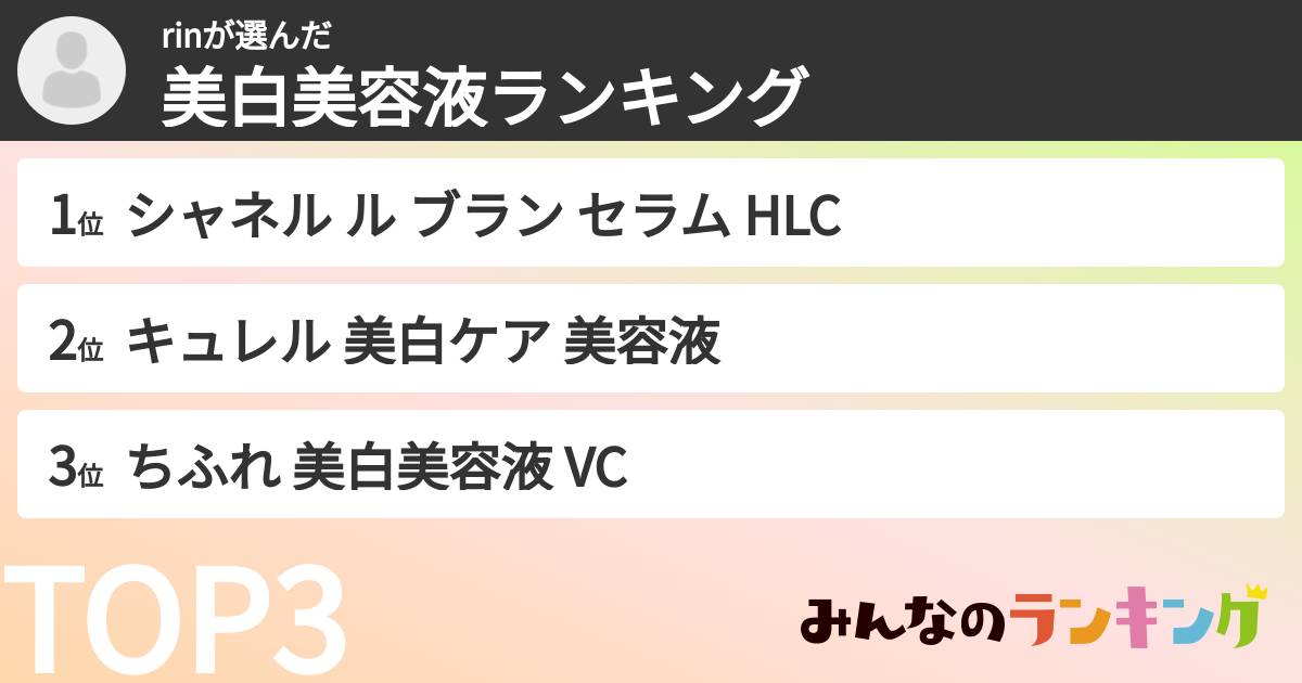 rinさんの「美白美容液ランキング」