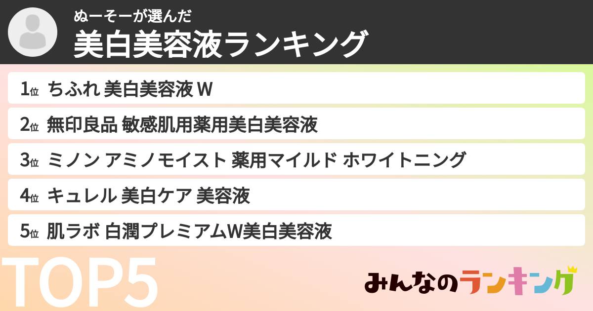 ぬーそーさんの「美白美容液ランキング」