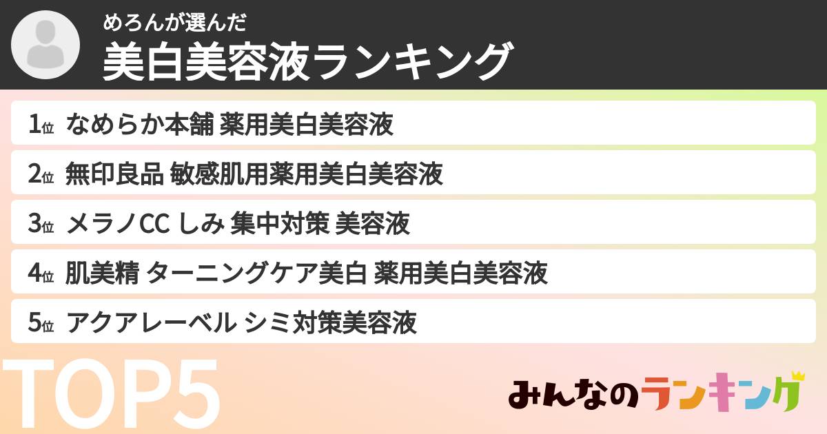 めろんさんの「美白美容液ランキング」