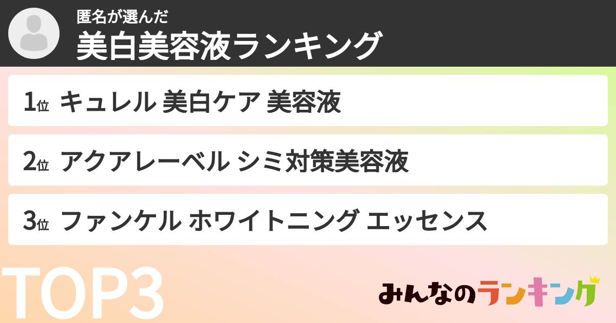 匿名さんの「美白美容液ランキング」