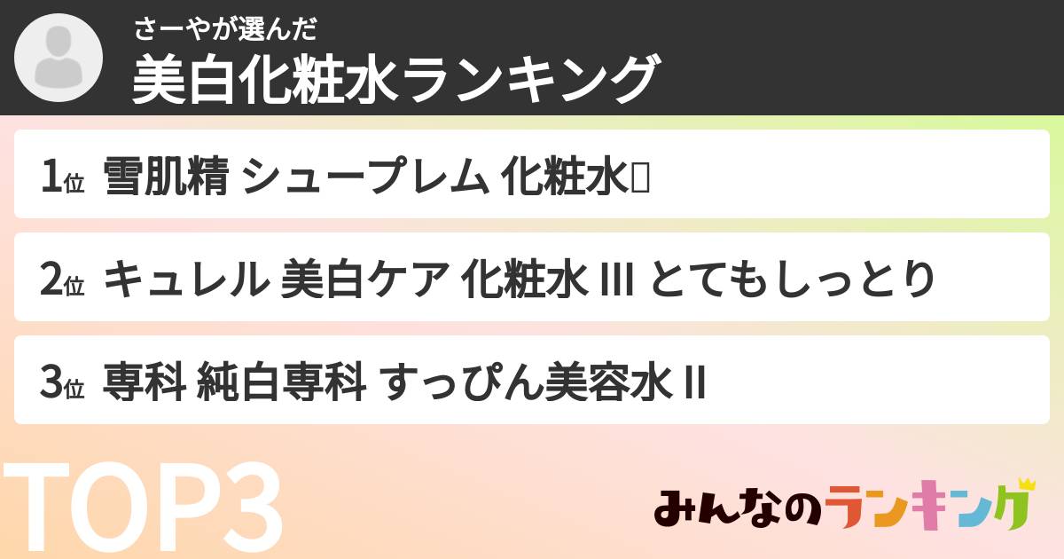 さーやさんの「美白化粧水ランキング」