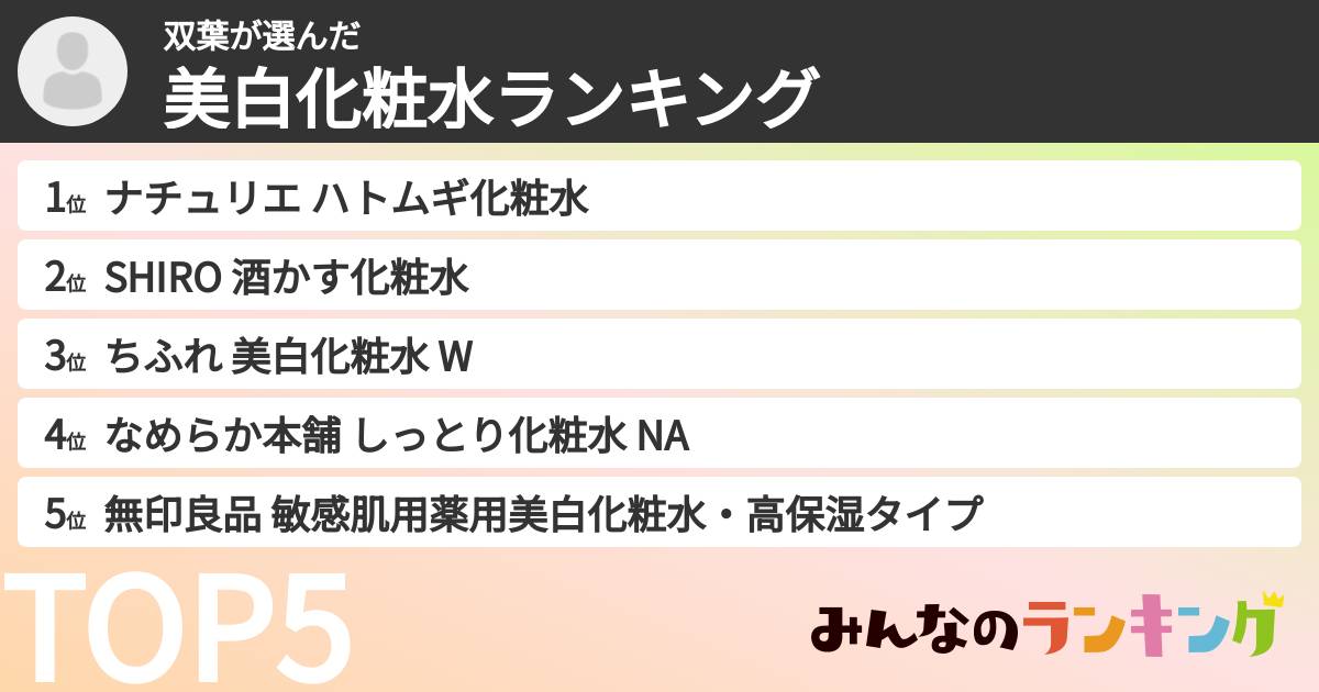 双葉さんの「美白化粧水ランキング」