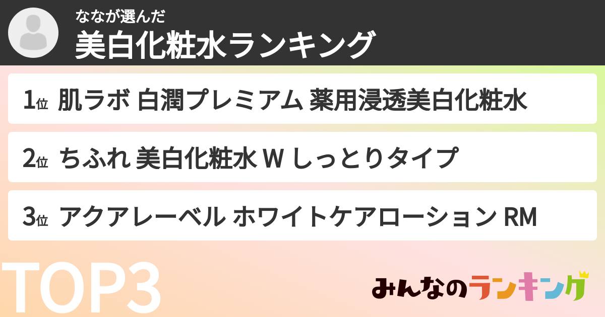 ななさんの「美白化粧水ランキング」