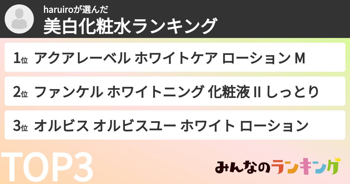 haruiroさんの「美白化粧水ランキング」