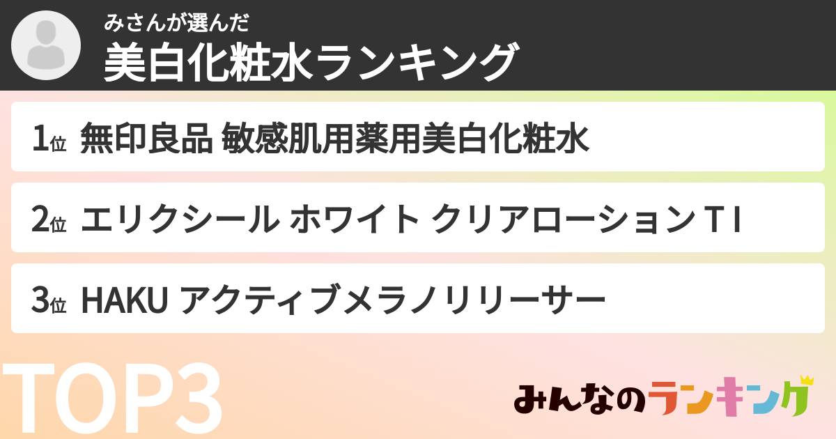 みさんさんの「美白化粧水ランキング」