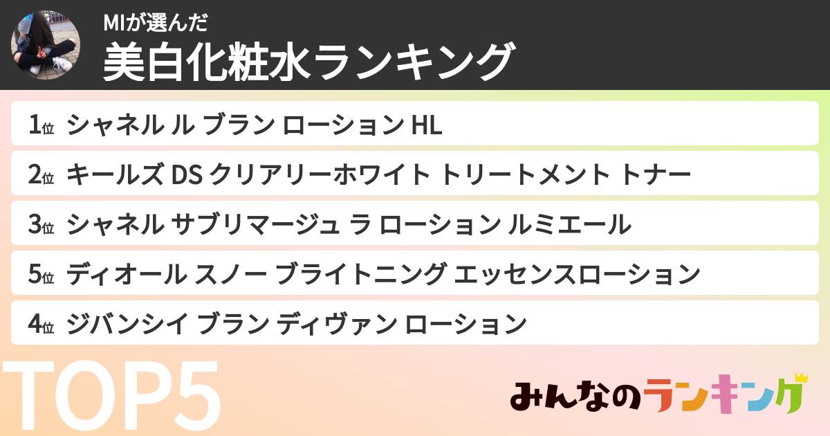 MIさんの「美白化粧水ランキング」