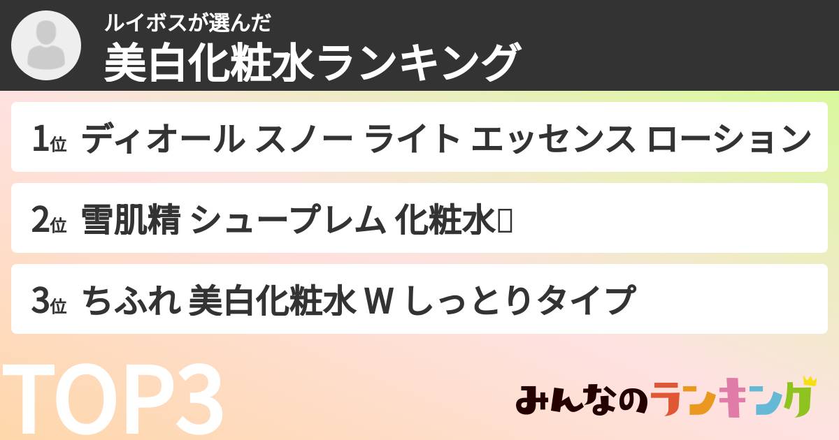 ルイボスさんの「美白化粧水ランキング」