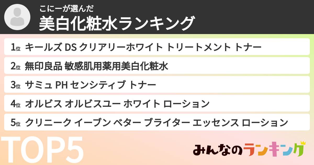 こにーさんの「美白化粧水ランキング」