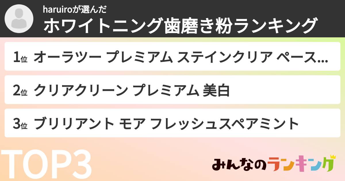 haruiroさんの「ホワイトニング歯磨き粉ランキング」